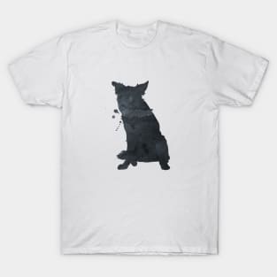 Border Collie Art Black Silhouette T-Shirt